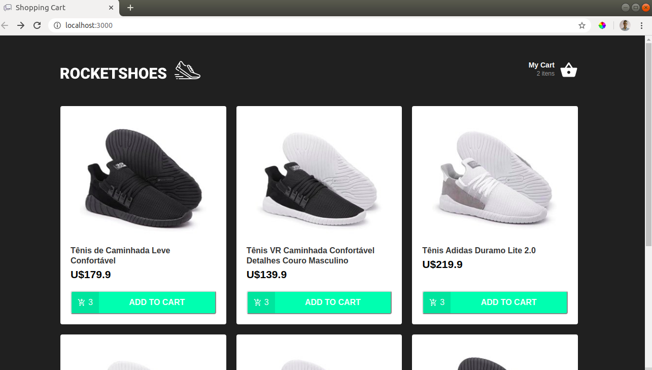 Home page of a shoes online shopping